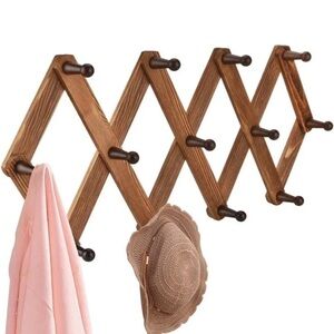 wooden wall hanger,accordion coat,Hats Bag Rack, expandable wall hooks organizer